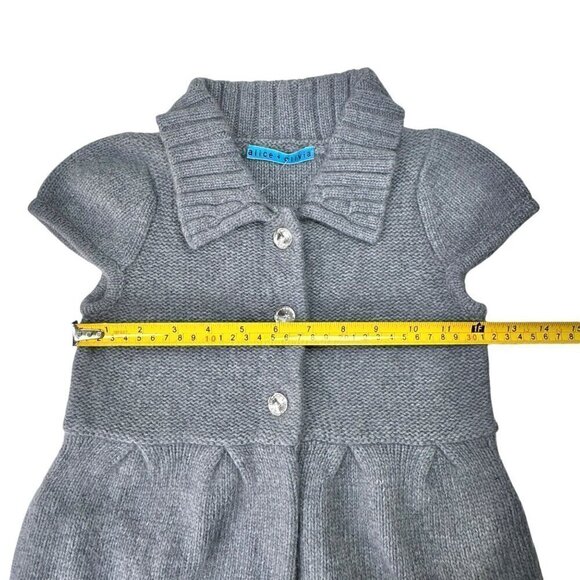 NEW ALICE OLIVIA Sweater Dress Girl’s Sz.5-6 Gray Angora Knit Front Buttons - Picture 5 of 11